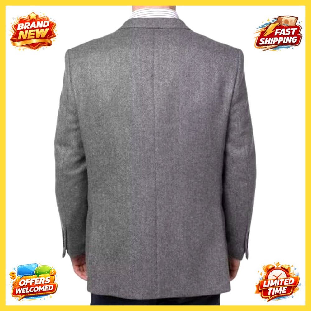 Tweed Blazer Herringbone Pattern Lightweight Casu… - image 3